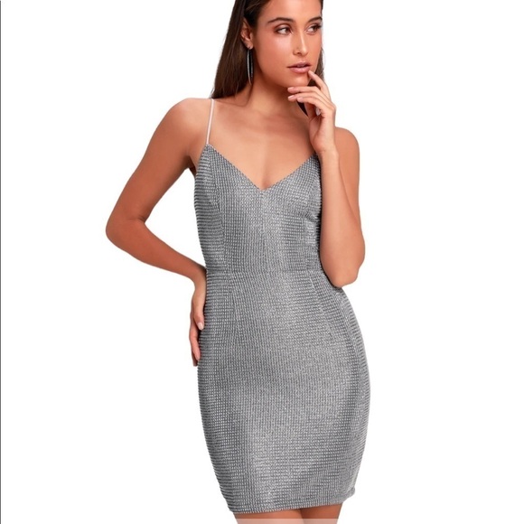 LULUS Spark in The Night Silver Sparkle Mini Dress - Picture 2 of 9